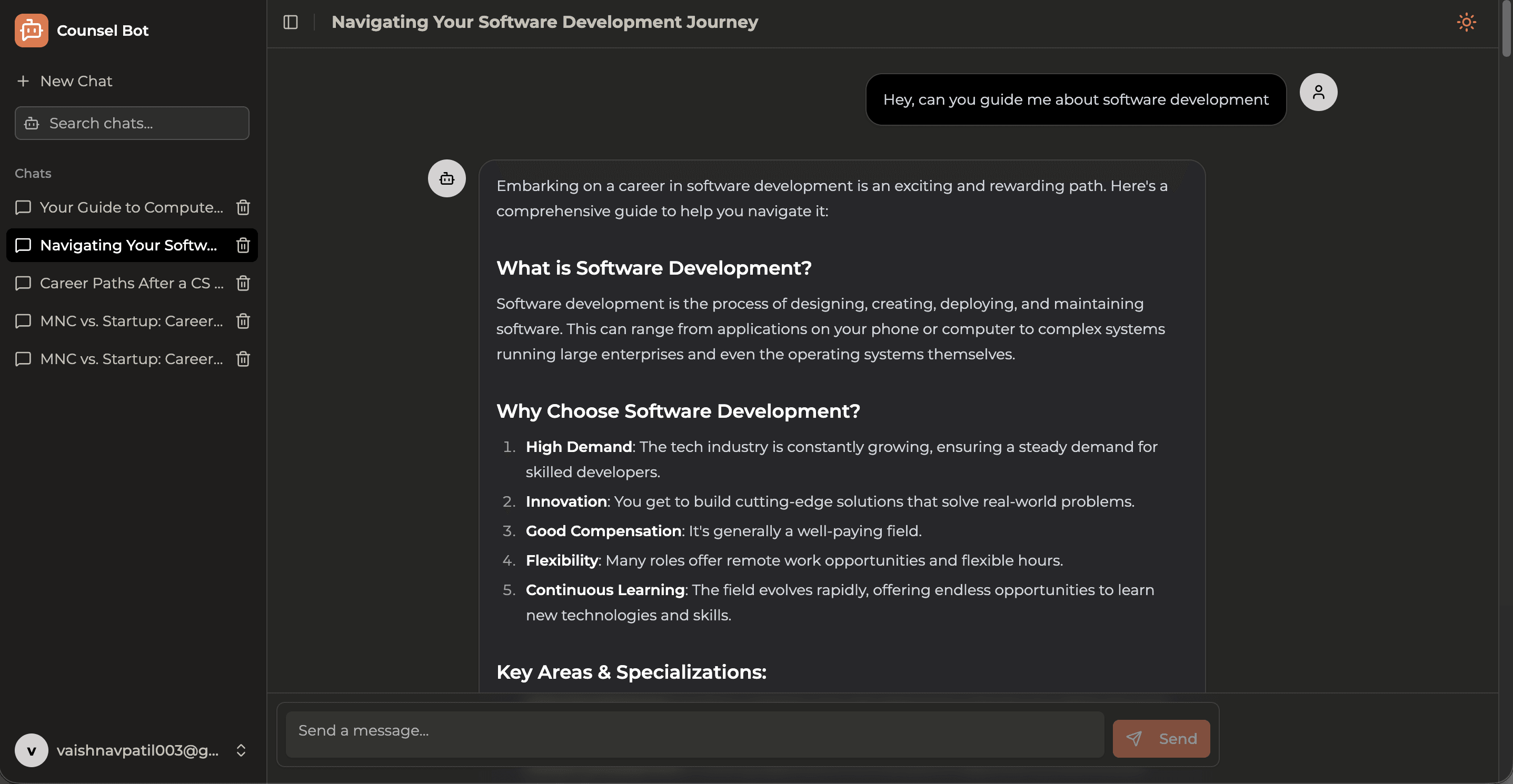 AI Counseling Bot screenshot